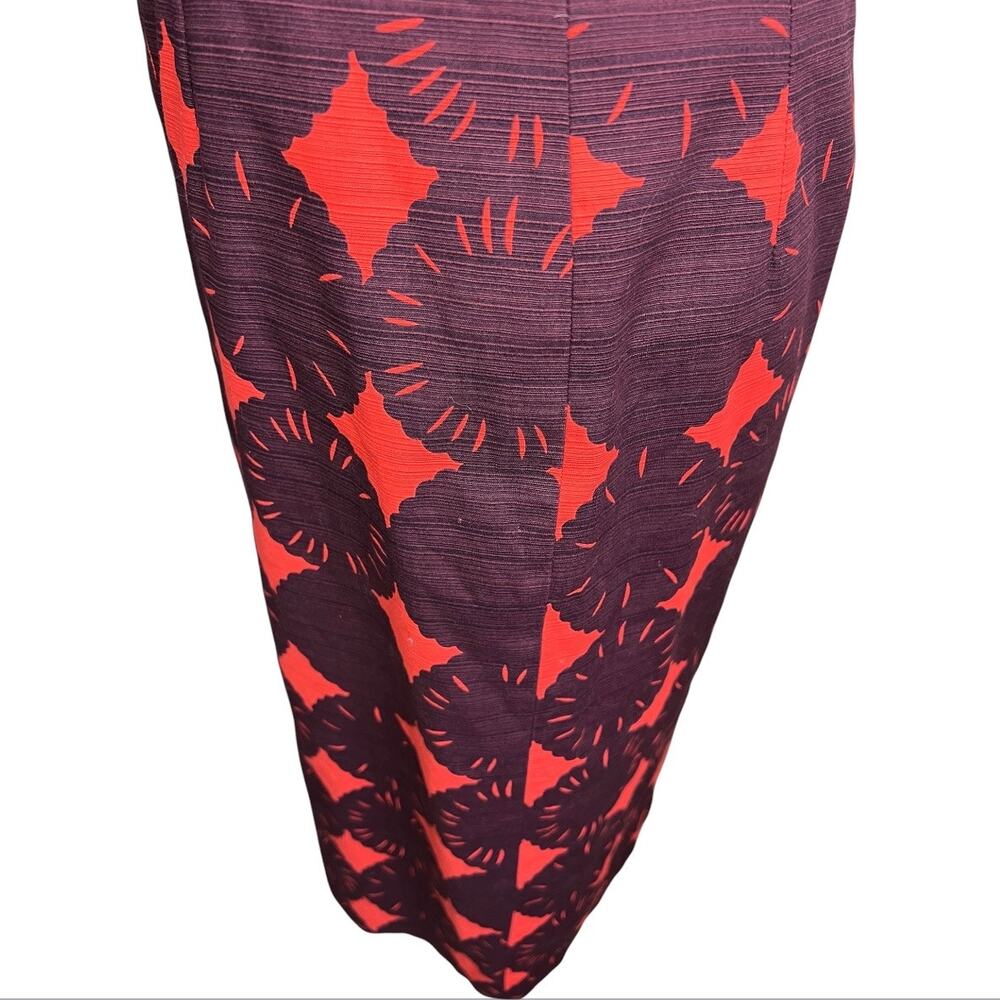 BODEN Red & wine Geometric flower Pencil Skirt professional preppy size 8L - Picture 5 of 8